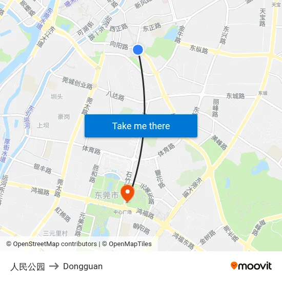 People's Park to Dongguan map