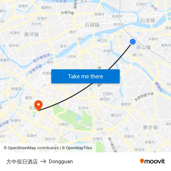 Fangzhong Holiday Hotel to Dongguan map