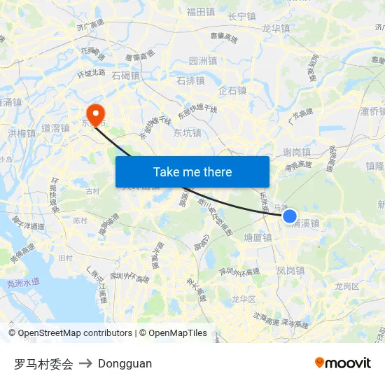 Luoma Village Committee to Dongguan map