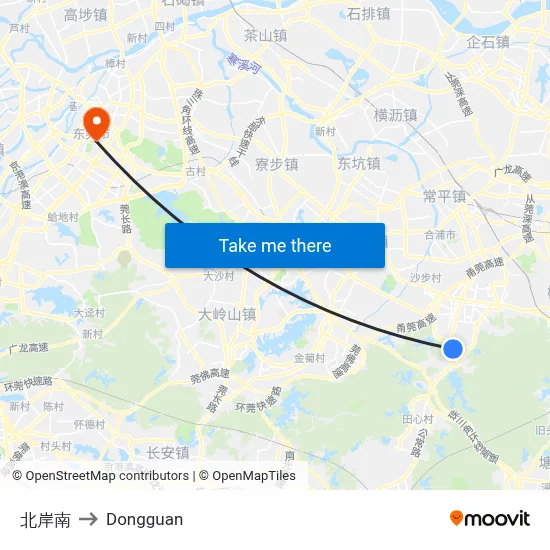 North Shore South to Dongguan map