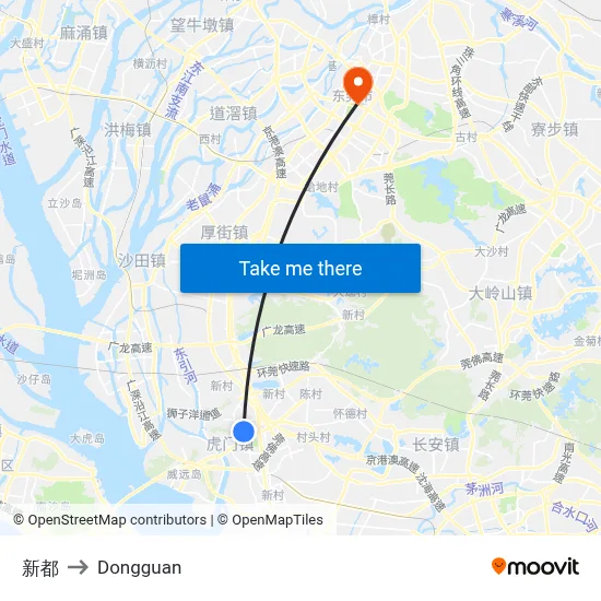 New Capital to Dongguan map