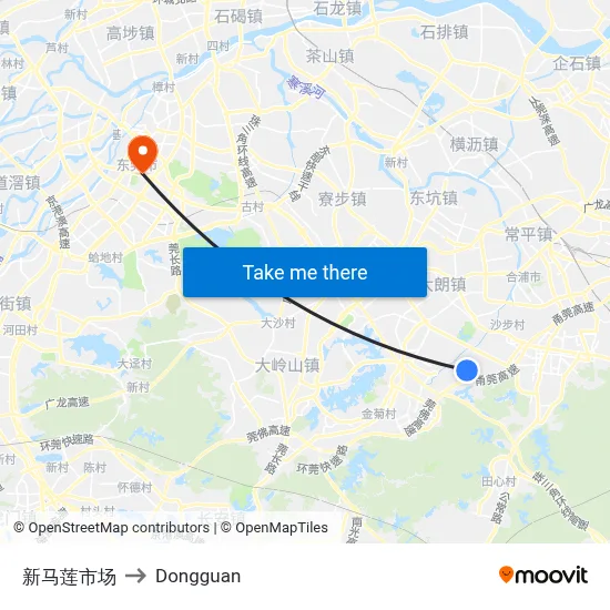 New Malian Market to Dongguan map