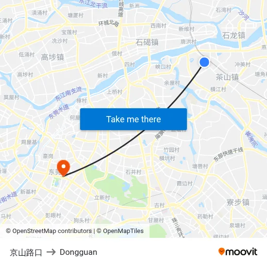 Jingshan Road Intersection to Dongguan map