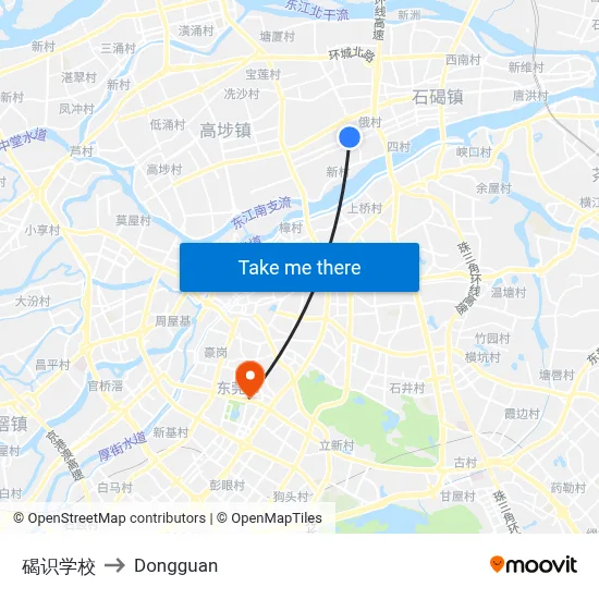 Jieshi School to Dongguan map
