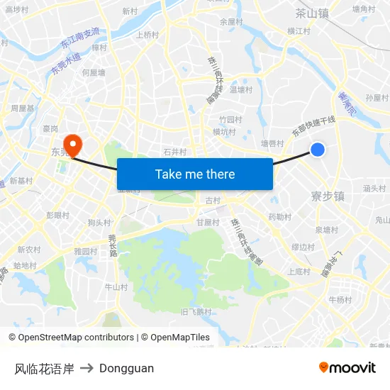 Fenglin Huayuan to Dongguan map