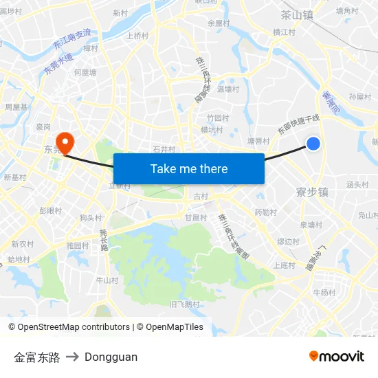 Jinfu East Road to Dongguan map
