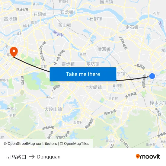 Sima Intersection to Dongguan map