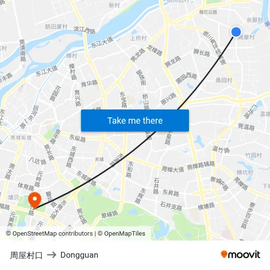 Zhouwu Village Entrance to Dongguan map