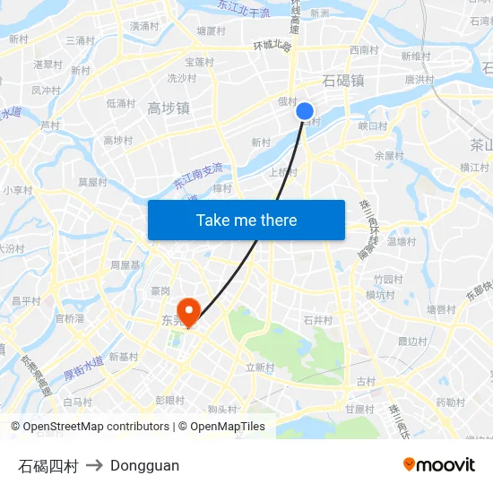 Shijie Fourth Village to Dongguan map