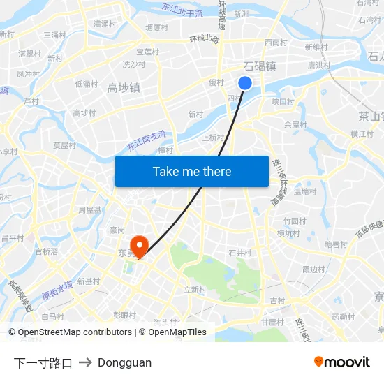 Xiayicun Intersection to Dongguan map