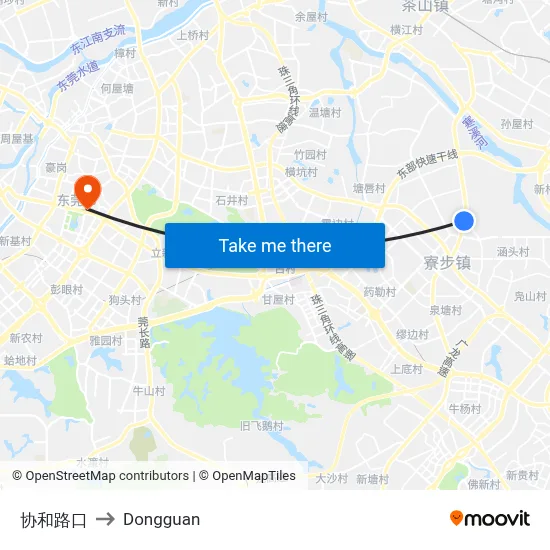 Xiehe Intersection to Dongguan map