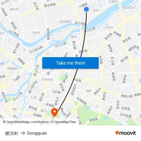 Hengqiao Village to Dongguan map