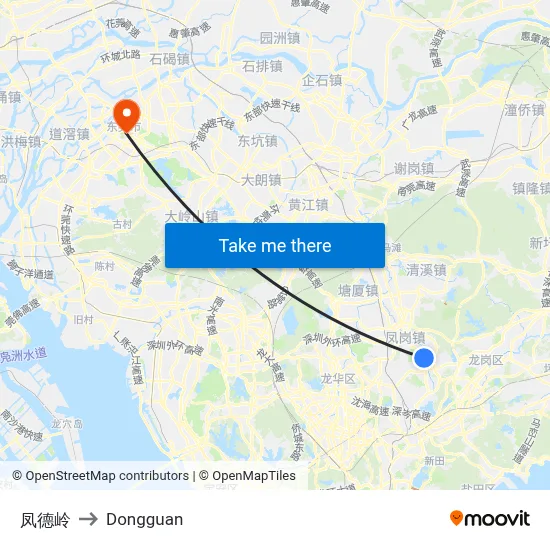 Fengde Ridge to Dongguan map