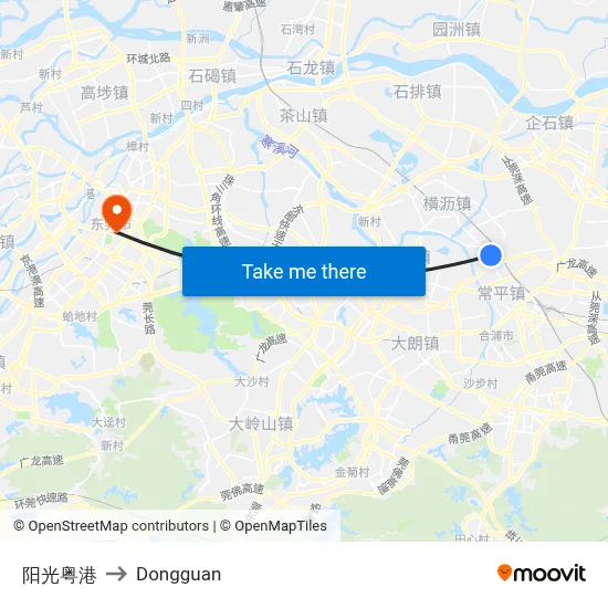 Sunshine Yue-Gang to Dongguan map