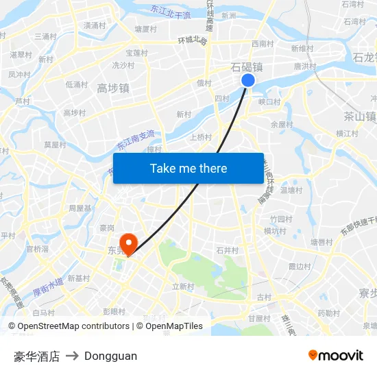 Luxury Hotel to Dongguan map