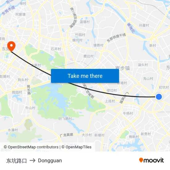 Dongkeng Intersection to Dongguan map
