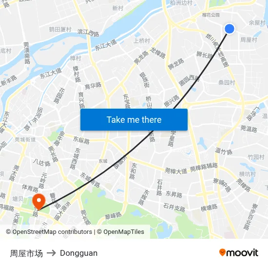 Zhouwu Market to Dongguan map