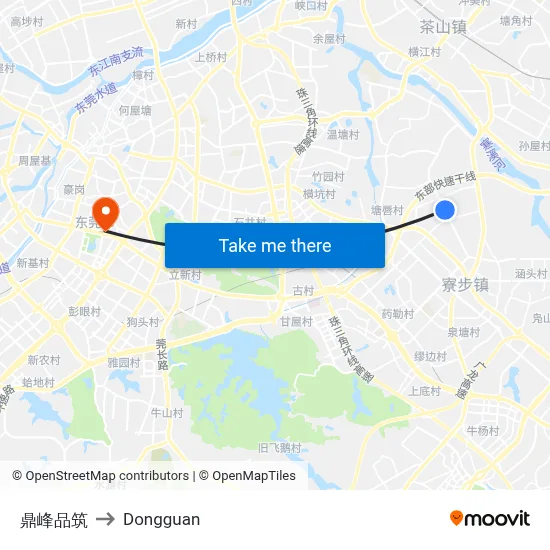Dingfeng Pinzhu to Dongguan map