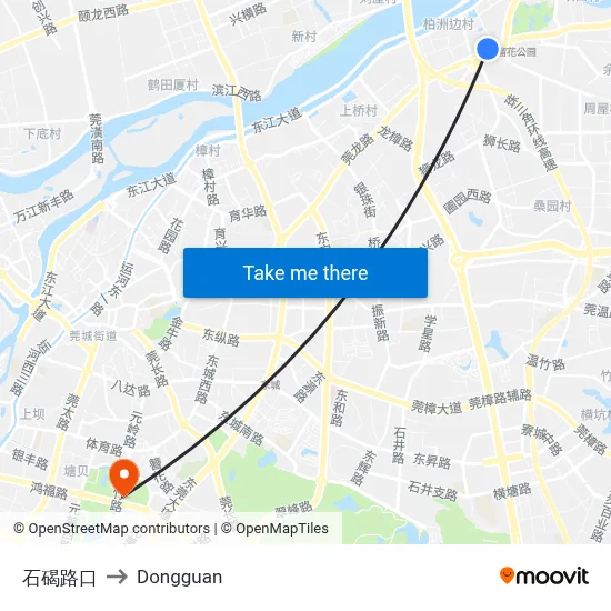 Shijie Intersection to Dongguan map