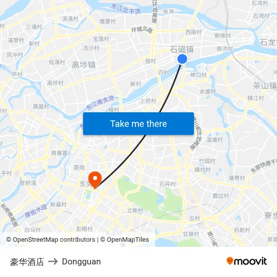 Luxury Hotel to Dongguan map