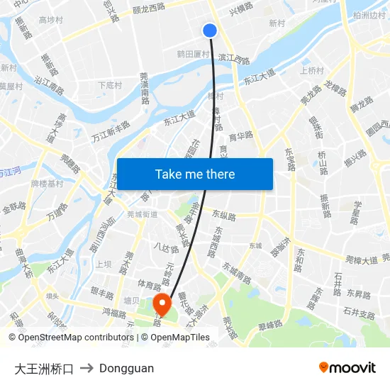 Dawangzhou Bridge Entrance to Dongguan map