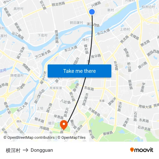 Hengqiao Village to Dongguan map