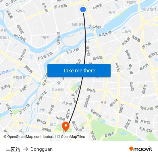 Fengyuan Road to Dongguan map