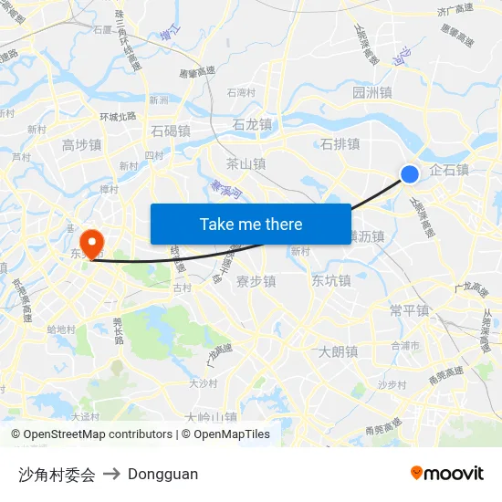 Shajiao Village Committee to Dongguan map