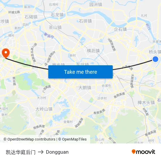 Kaida Garden Back Gate to Dongguan map