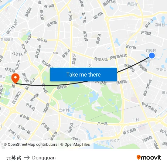 Yuanying Road to Dongguan map