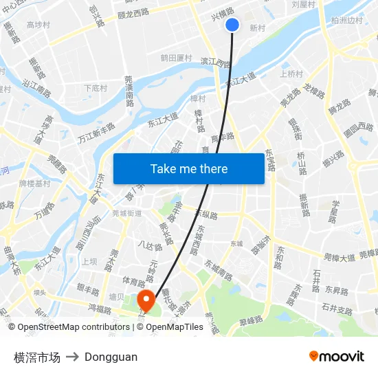Hengxi Market to Dongguan map