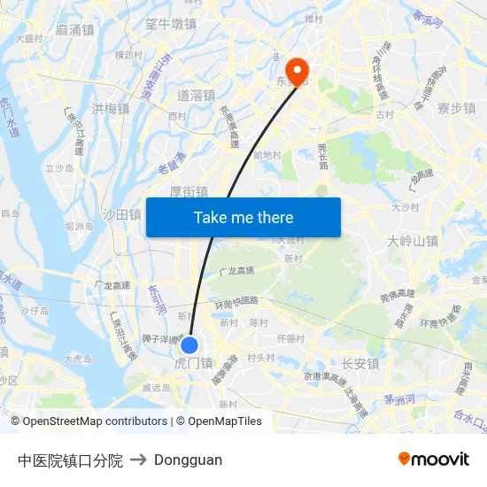 Traditional Chinese Medicine Hospital Zhenkou Branch to Dongguan map