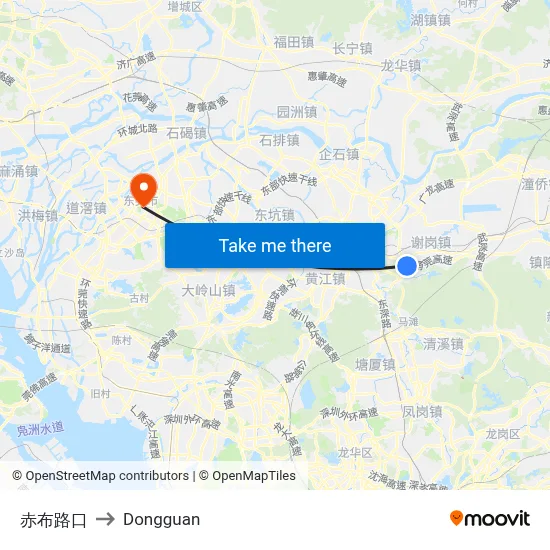 Chibu Intersection to Dongguan map