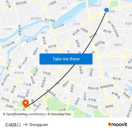 Shijie Intersection to Dongguan map