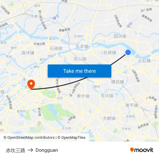 Chikan Third Road to Dongguan map