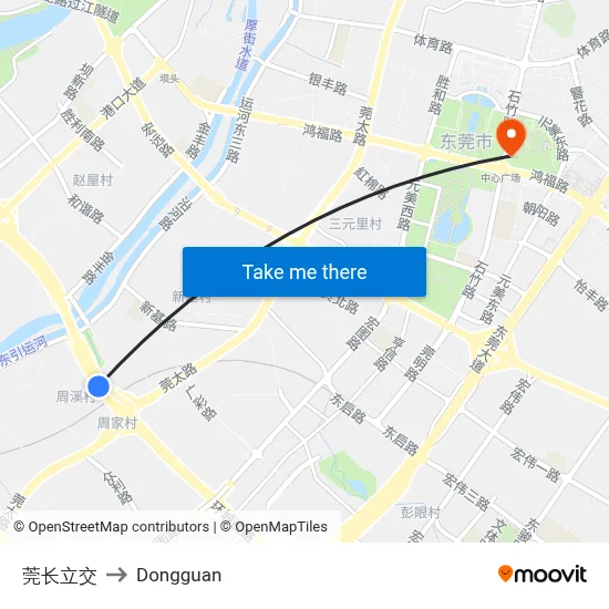 Guanchang Interchange to Dongguan map