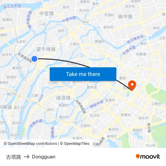 Guta Road to Dongguan map