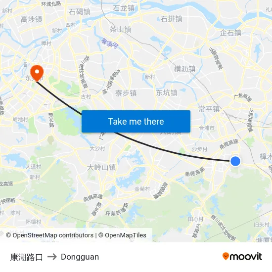 Kanghu Intersection to Dongguan map