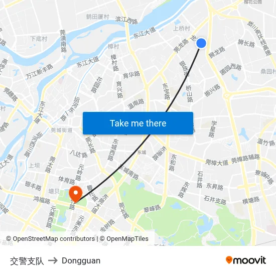Traffic Police Brigade to Dongguan map