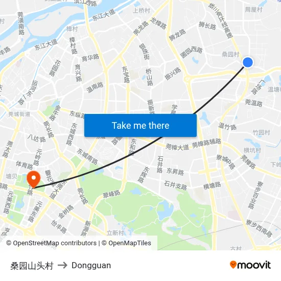 Sangyuan Shantou Village to Dongguan map