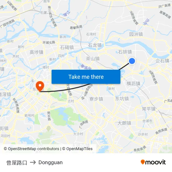 Zengwu Intersection to Dongguan map
