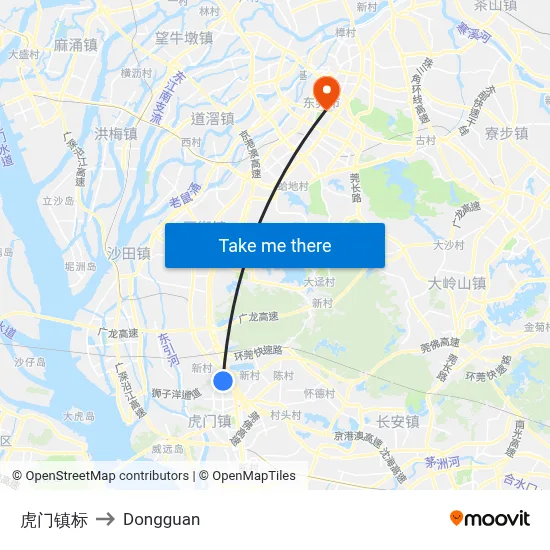 Humen Town Sign to Dongguan map