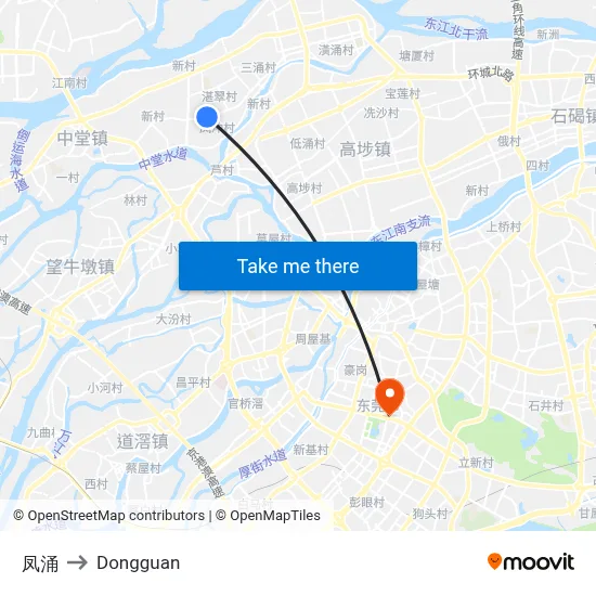 Feng Yong to Dongguan map