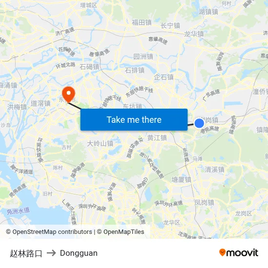 Zhaolin Intersection to Dongguan map