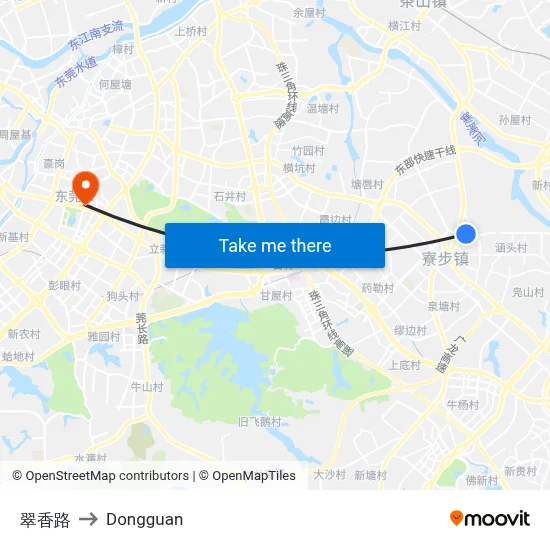Cuixiang Road to Dongguan map