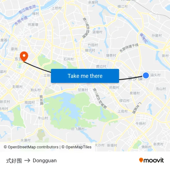 Shihao Enclave to Dongguan map