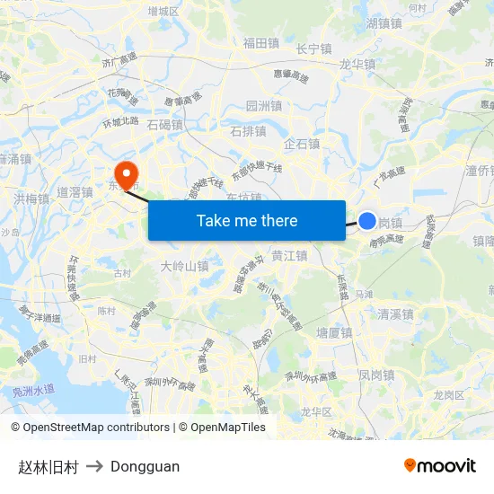 Zhaolin Old Village to Dongguan map