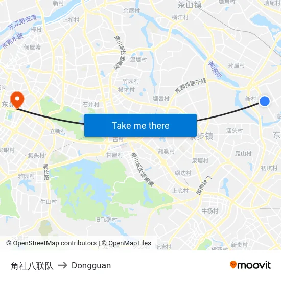 Jiaoshe 8th Brigade to Dongguan map