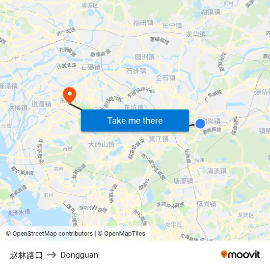 Zhaolin Intersection to Dongguan map