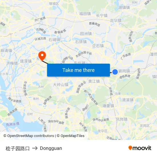 Renziyuan Intersection to Dongguan map